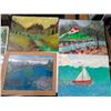 Image 3 : 5 HAND PAINTED CANVASES AND ONE LAMINATED PUZZLE PICTURE
