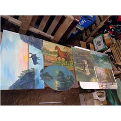 6 PICTURES, SOME HAND PAINTED