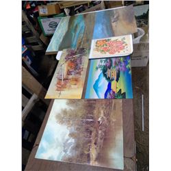 6 PICTURES, SOME HAND PAINTED