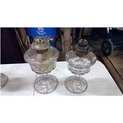 2 COAL OIL LAMPS PATTERNED