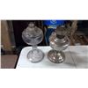 Image 1 : 2 COAL OIL LAMPS, ONE GLASS, ONE TIN
