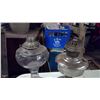 Image 3 : 2 COAL OIL LAMPS, ONE GLASS, ONE TIN