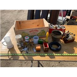 Wooden Pear Crate of Misc. Items