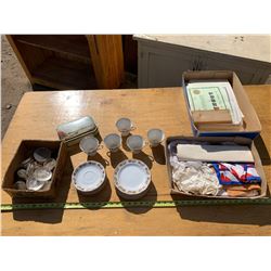 Lot of Chinaware, Insulators, Misc. Fabric