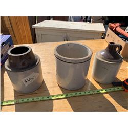 1 Gallon Crock, 1 Gal Jug, 1 Gal Pickle Crock - Some Cracks