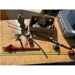 Box of Misc. - Whiskey Bottle, Lamp Bracket, etc.