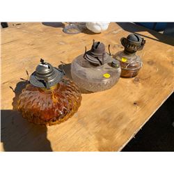 3 Short Kerosene Lamps
