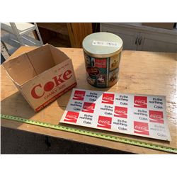 Coca-Cola - Sign, Tin, and Box
