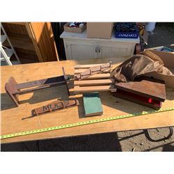 Box of Wooden Hangers and Stands