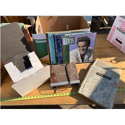 Box of Misc. Collectibles - Hitachi CatV Converter, Records, etc.