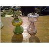 Image 1 : TWO COAL OIL LAMPS #2 ONE GREEN DEPRESSION