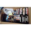 Image 1 : BOX OF CDs, MOVIES, VHS TAPES, BOOKS AND BAG OF MAPS