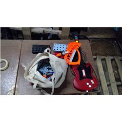 CHILDRENS WORKSHOP IN A BAG (TOYS) AND "GUITAR HERO" GUITAR