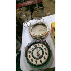2 CLOCKS AND 2 CANDLE HOLDERS