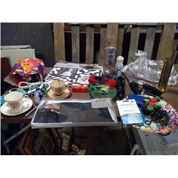 CORONATION CUP AND SAUCER STICKER PICTURE FRAME, 2 HAIR CURLERS, TOYS, PHONE ACCESSORIES, ECT.