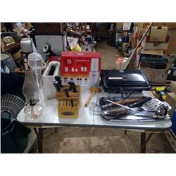 KITCHEN LOT, MAGIC BULLET, BBQ UTENSILS, TOASTER, SANDWICH GRILL, ECT.