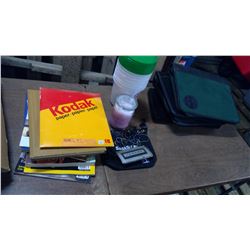 DESOTO EMBLEM DVD PLAYER, MAGAZINES, CANDLE, JEWELERY, BUCKETS W/LIDS