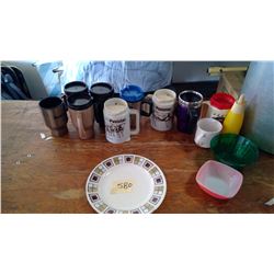 9 TRAVEL MUGS + PLATES
