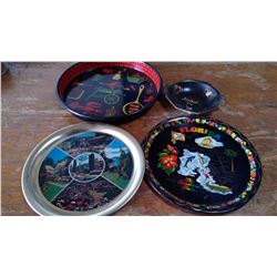 4 TIN SERVING TRAYS