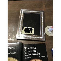 PICTURE FRAME + 3 COIN BOOKS + HOUSEHOLD DECOR