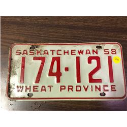 1958 SASKATCHEWAN PLATE