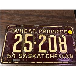 1954 SASKATCHEWAN PLATE