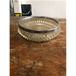 FOGGY GLASS WITH METAL RIM ( SERVING DISH BOWL )