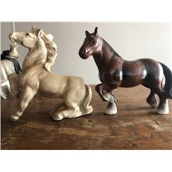 2  HORSE FIGURINES ONE CLAY AND ONE PLASTIC