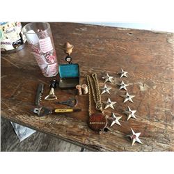 ONE GLASS VASE COMES WITH BOTTLE OPENERS LITTLE GUY MAGNET TABACO CONTAINER AND MORE