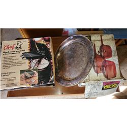 BBQ, SILVER SERVING TRAY, 6PC CORNING COOKWARE