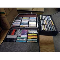 3 CASES OF CASSETTES ONE BROWN 2 BLACK