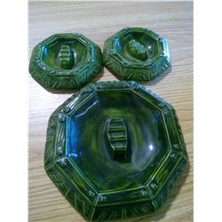 3 GREEN ASH TRAYS
