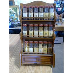OLD SPICE RACK W/ OLD SPICES WOODEN
