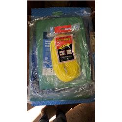 THREE TARPS, ROPE, FOAM MAT