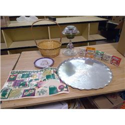 5 BOXES OF SNAP AND SEAL ONE BASKET AND SERVING PLATTER +LAMP +PLATE