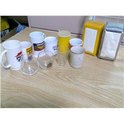 3 NAPKIN HOLDERS AND MULTIPLE CUPS AND MUGS