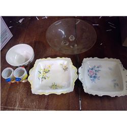 2 ROYAL ALBERT PLATES + 2 BIRD CUPS + SEVING BOWL