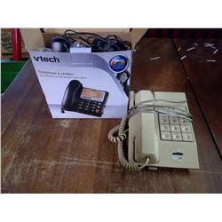 V-TECH HOUSEHOLD PHONE + BEIGE HOUSEPHONE