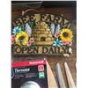 Image 5 : BEE FARMER SIGN, BAKING PANS , HOOKS , KNIVES , DOOR HINGES