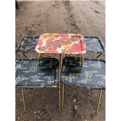 4 FOLDABLE CHAIRS SIDE TABLES/TRAYS FOR FOOD/ROOMS + EATING TRAYS