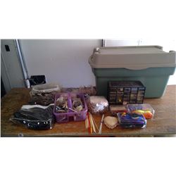 LARGE RUBBER MADE W/ KNITTING NEEDLES + LEATHER STRAPS + BUTTONS