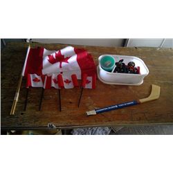 CONTAINER OF DOOR + DOOR/DRAW HANDLES AND NOBS + CANADA FLAGS