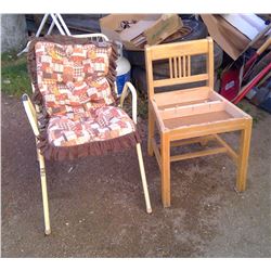 2 CHAIRS ONE WOOD ONE ALUMINUM