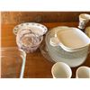 Image 5 : 4 PLASTIC BOWLS + SERVNG TREY + ASSORTIED CUPS + PLATES + SUGAR BOWL + ETC