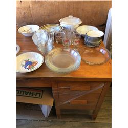 ANCHOR + SERVING DISHES + CUPS + BOWLS + PLATES ASSORTIED