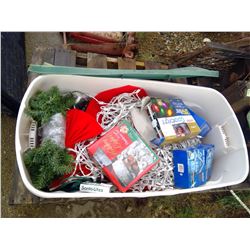 1 TOTE OF CHRISTMAS DECORATIONS