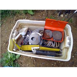 TOTE OF WIRE, ROPE, GREASE GUN, ECT.