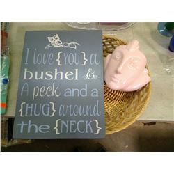 WICKER BASKET, CUTE SIGN, UNIQUE PLANT POT