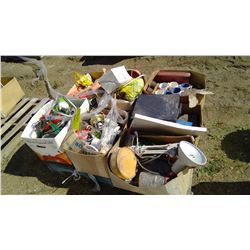 PALLET OF KITCHENWARE, DESK LAMP, HOUSEHOLD ITEMS, ECT.