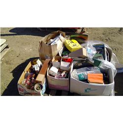 PALLET OF HOUSEWARE, BOTTLES, JARS, SOME SHOP ITEMS, ECT.